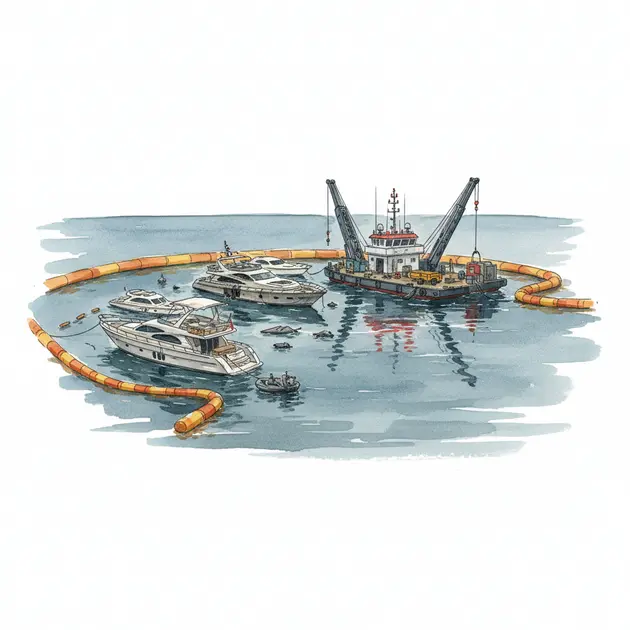 Emergency response teams at the scene of the Yalıkavak marina fire