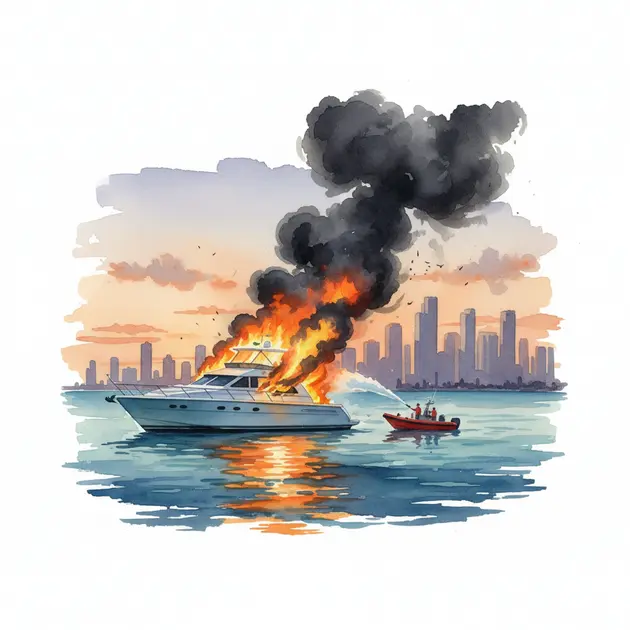 Yacht in fiamme al largo della Florida