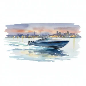 Imbarcazione delle autorità in perlustrazione nella baia di Biscayne