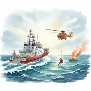 US Coast Guard performing a rescue operation at sea