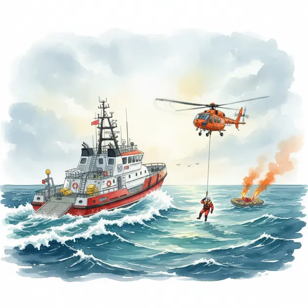 US Coast Guard performing a rescue operation at sea