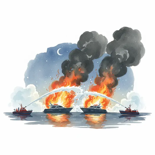 Incendio su yacht in una marina