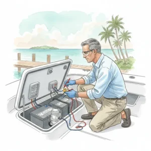 Maintenance de moteur de bateau dans une cale