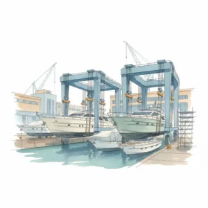 Veduta del cantiere navale Steelpointe Shipyard