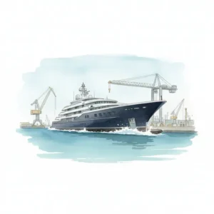 The 101m Feadship Project 1014 superyacht at the shipyard