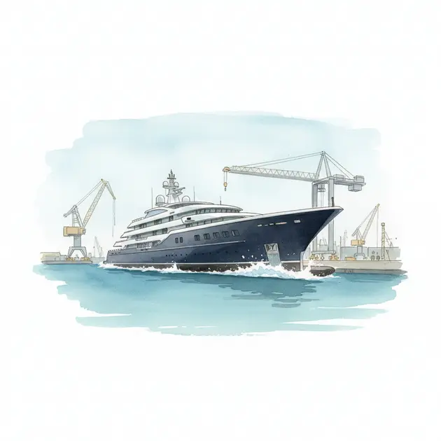 The 101m Feadship Project 1014 superyacht at the shipyard