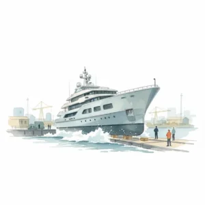 The 52-meter Gray Wolf expedition yacht during its launch in Turkey