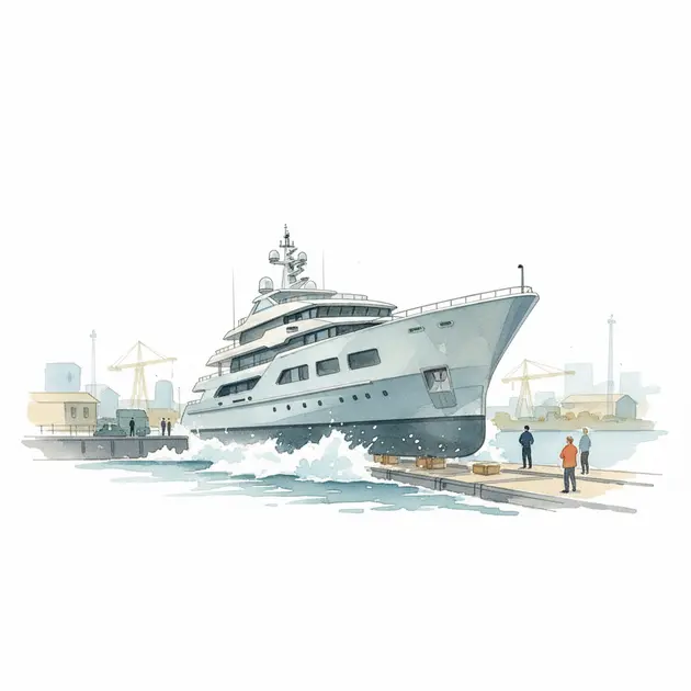 The 52-meter Gray Wolf expedition yacht during its launch in Turkey