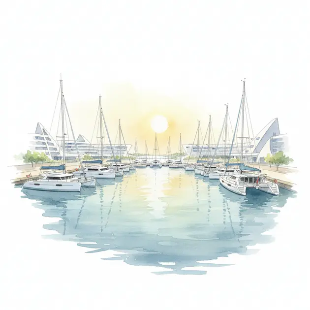 Modern catamarans displayed at the La Grande-Motte boat show