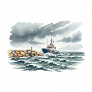 Rescue boat operating in rough Australian coastal waters