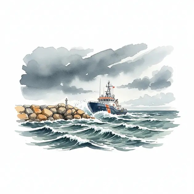 Rescue boat operating in rough Australian coastal waters