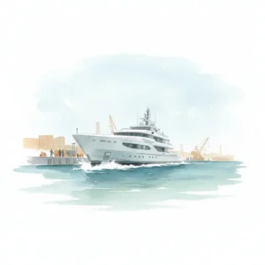 The 70-meter superyacht Project Thunderball in the water