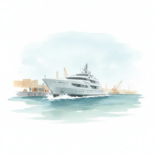 The 70-meter superyacht Project Thunderball in the water