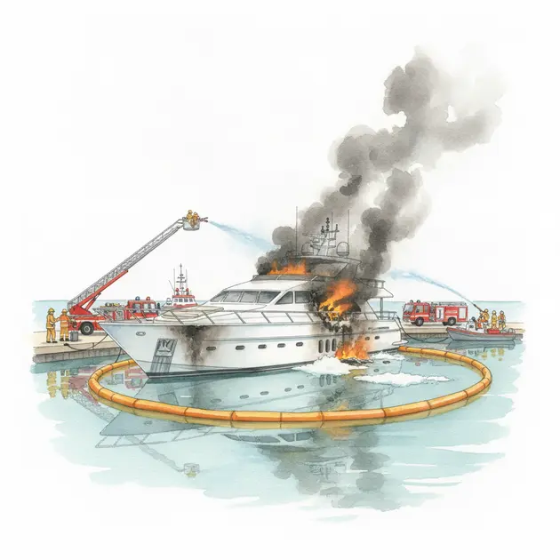 Emergency response at a luxury marina