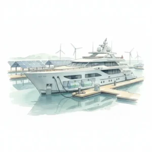 Un yacht moderne naviguant dans un port propre