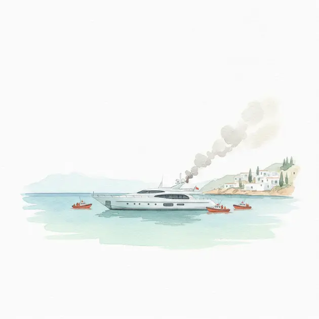 Un yacht de luxe en proie aux flammes au large des côtes d'Ibiza