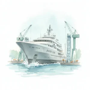 The 80-meter Feadship 716 superyacht during its launch ceremony