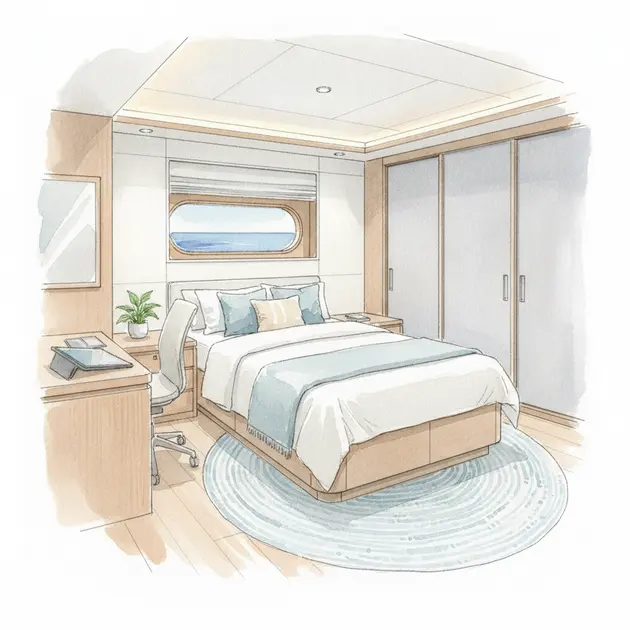 Moderne Crewkabine auf einer Luxusyacht