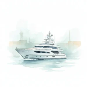 Superyacht cruising through open ocean waters
