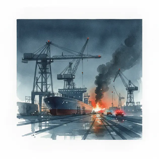 Brandschaden in einer Yachtwerft