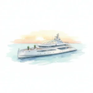 The 70-meter Benetti Clear Waves yacht concept at sea