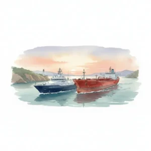 Commercial tanker vessel sailing in the Strait of Hormuz